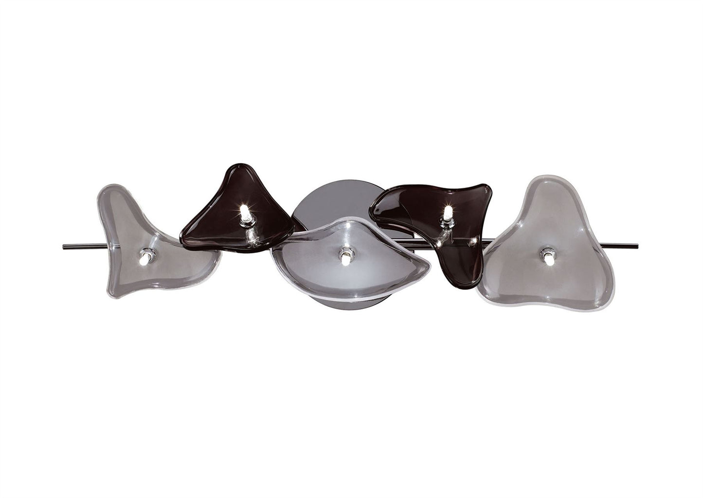 Mantra Otto Ceiling/Wall 5 Light G4 Bar, Polished Chrome/Frosted Glass/Black Glass, NOT LED/CFL Compatible