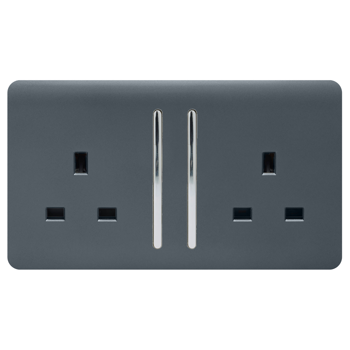 Trendi 2 Gang Artistic Modern Glossy 13 Amp Switched Tactile Plug Socket Warm Grey (5 Pack)