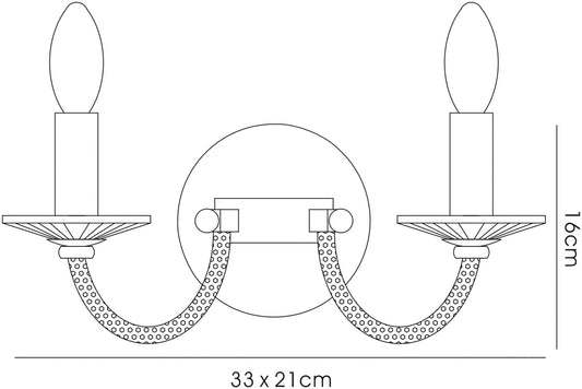 Diyas Elena Wall Light Switched 2 Light E14 Polished Chrome/Crystal