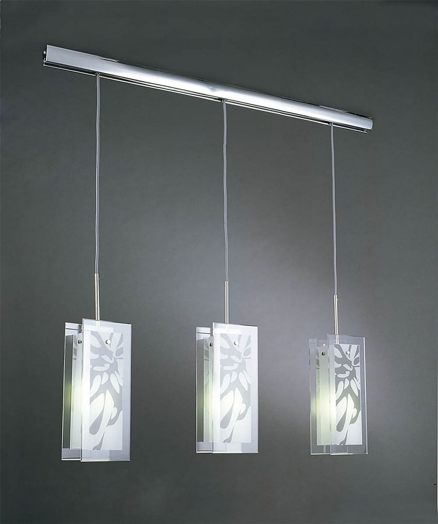 Mantra Euphoria Linear Pendant 3 Light L1/SGU10, Polished Chrome/Opal White Glass, CFL Lamps INCLUDED