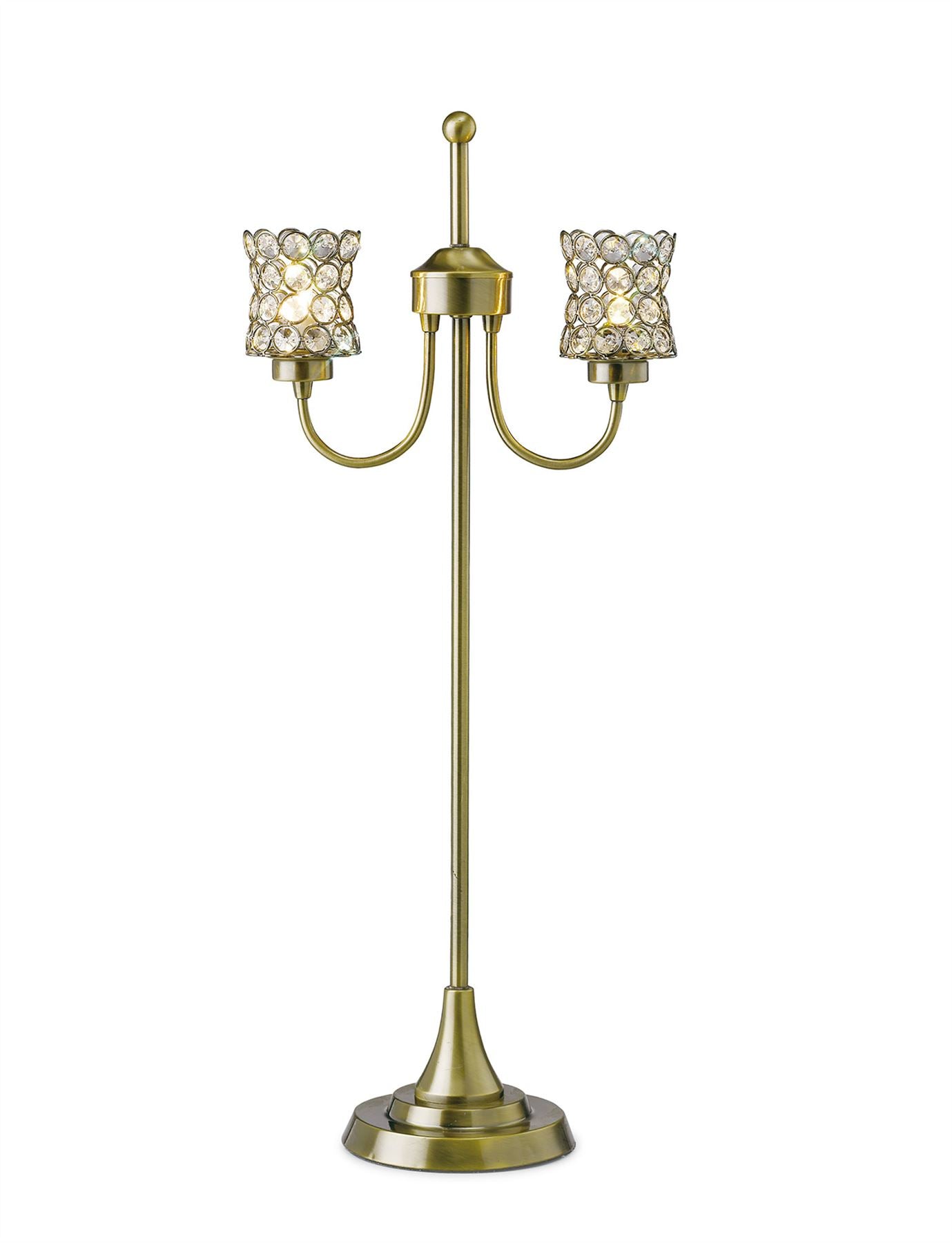 Diyas Nelson Table Lamp 2 Light G9 Antique Brass/Crystal
