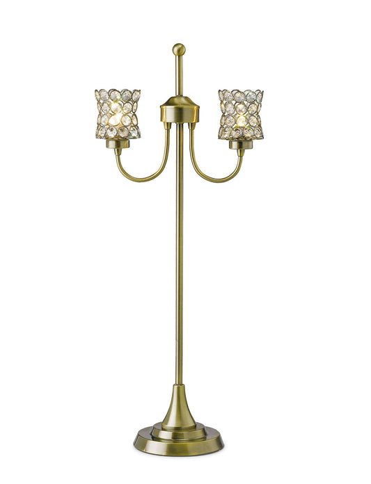 Diyas Nelson Table Lamp 2 Light G9 Antique Brass/Crystal