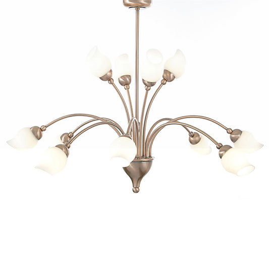 Diyas Rimini 69cm  12 Light G9 Antique Copper/Opal Glass Ceiling Pendant Light Fitting