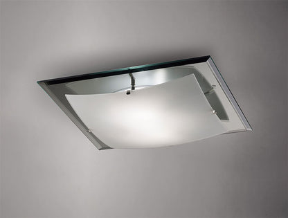 Deco Brooklyn Ceiling Light, 420mm Square, 3 Light E27 Frosted/Smoked Mirror