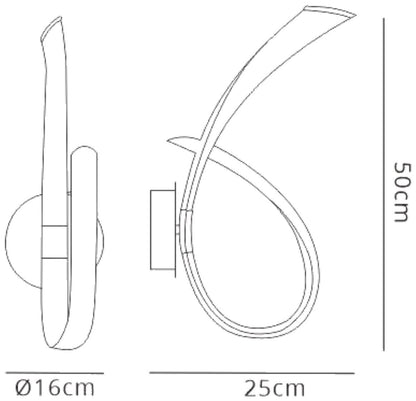 Mantra Armonia Wall Light Loop, Dimmable, 18W LED, 3000K, 1350lm, Titanium/Frosted Acrylic, 3yrs Warranty