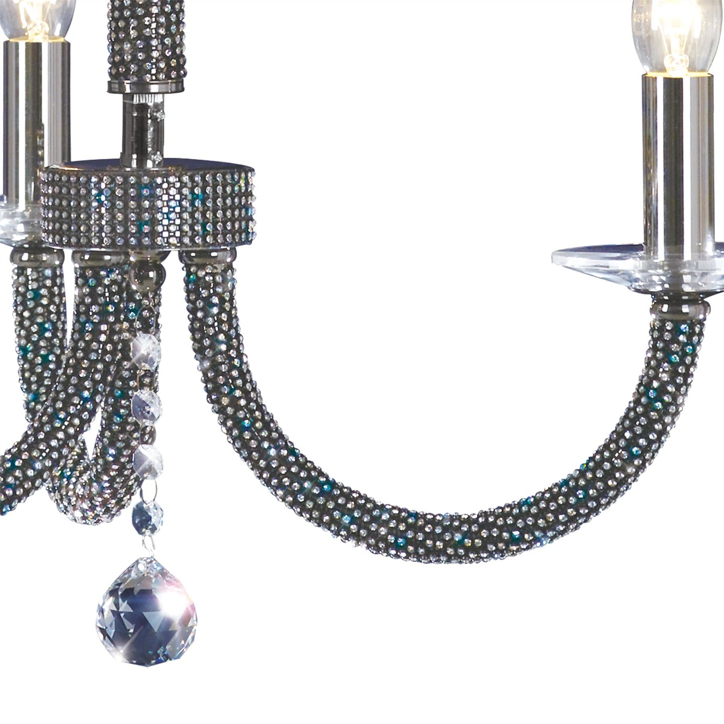 Diyas Elena 52cm  3 Light E14 Black Chrome/Crystal Ceiling Pendant Light Fitting