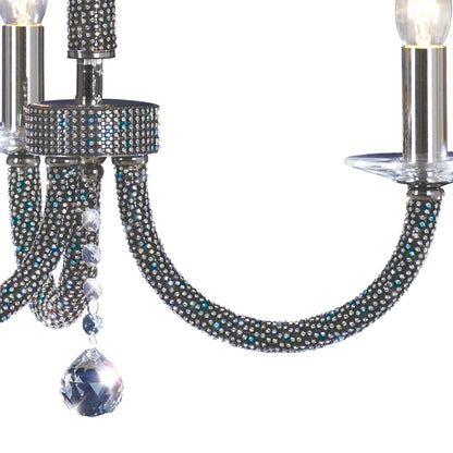Diyas Elena 52cm  3 Light E14 Black Chrome/Crystal Ceiling Pendant Light Fitting