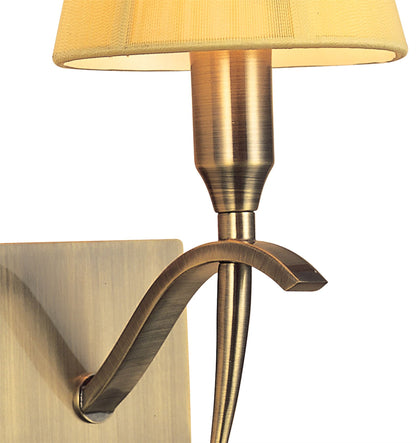 Mantra Siena Wall Light Switched 1 Light E14, Antique Brass with Amber Cream Shade and Amber Crystal