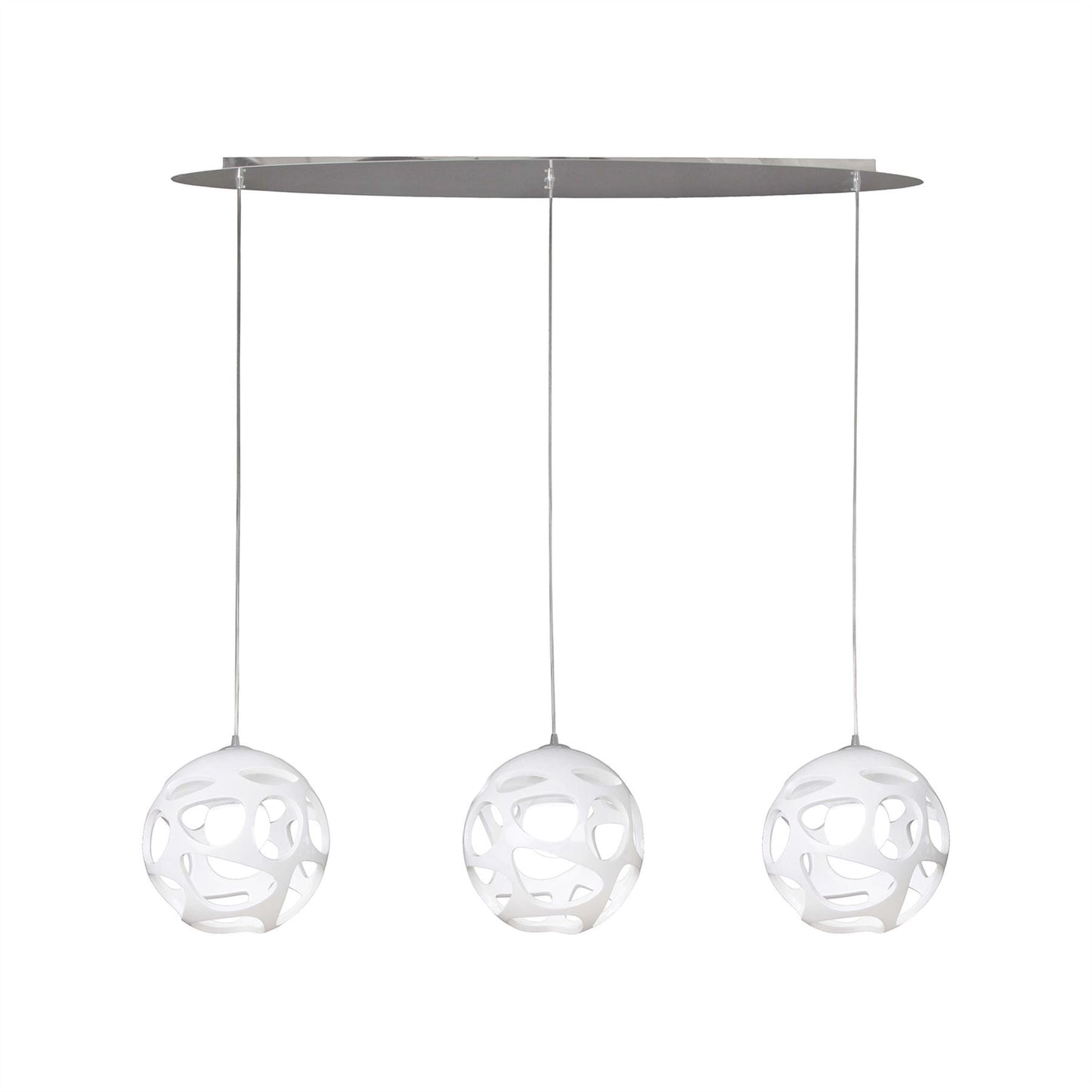 Mantra M5145 Organica Linear Pendant 3 Light E27 Line, Gloss White/Polished Chrome