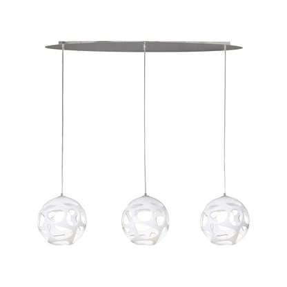Mantra M5145 Organica Linear Pendant 3 Light E27 Line, Gloss White/Polished Chrome