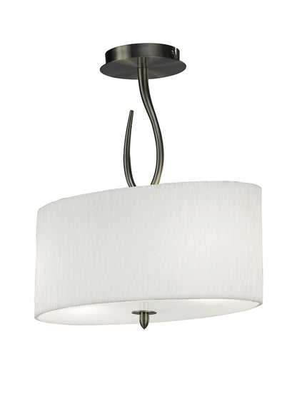 Mantra M3710 Lua Oval Semi Ceiling 2 Light E27, Satin Nickel with White Shade
