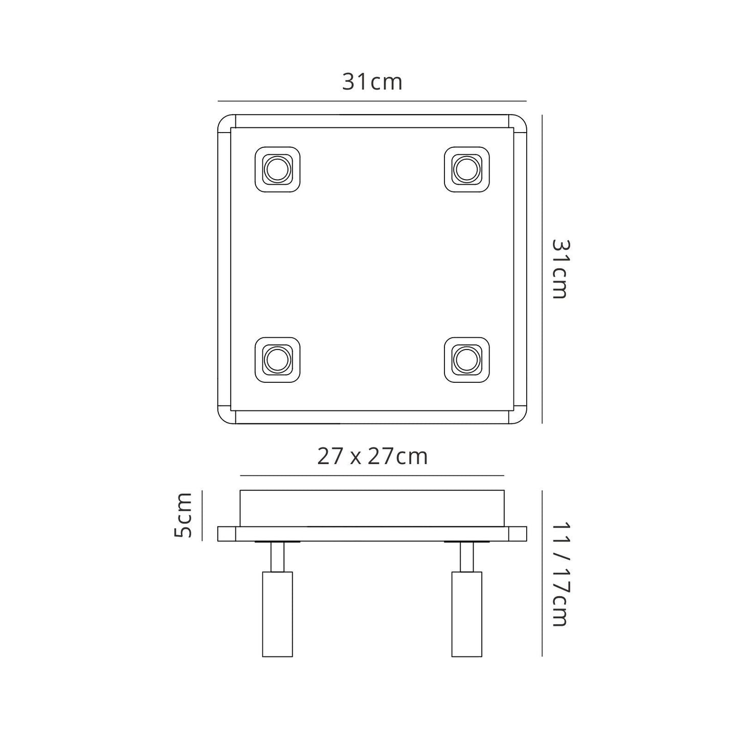 Mantra M5251 Ibiza Ceiling Light 4 Head with Backlit Light 4x5W+20W LED Square White, 3000lm, 4000K, 3yrs Warranty