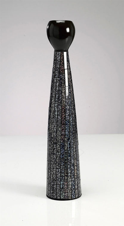 Diyas Home (DH) Silvia Mosaic Thin Vase Small Black/Chrome Mosaic