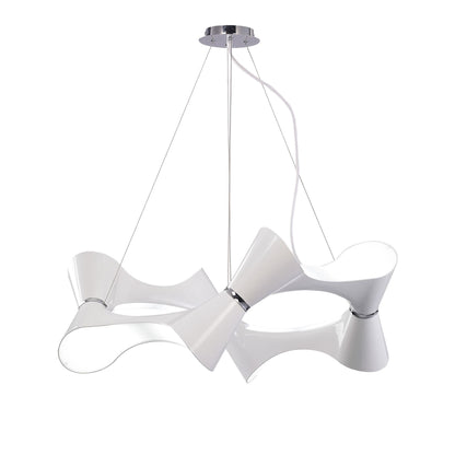 Mantra M1542 Ora Pendant 8 Twisted Round Light E27, Gloss White/White Acrylic/Polished Chrome