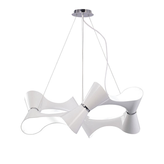 Mantra M1542 Ora Pendant 8 Twisted Round Light E27, Gloss White/White Acrylic/Polished Chrome