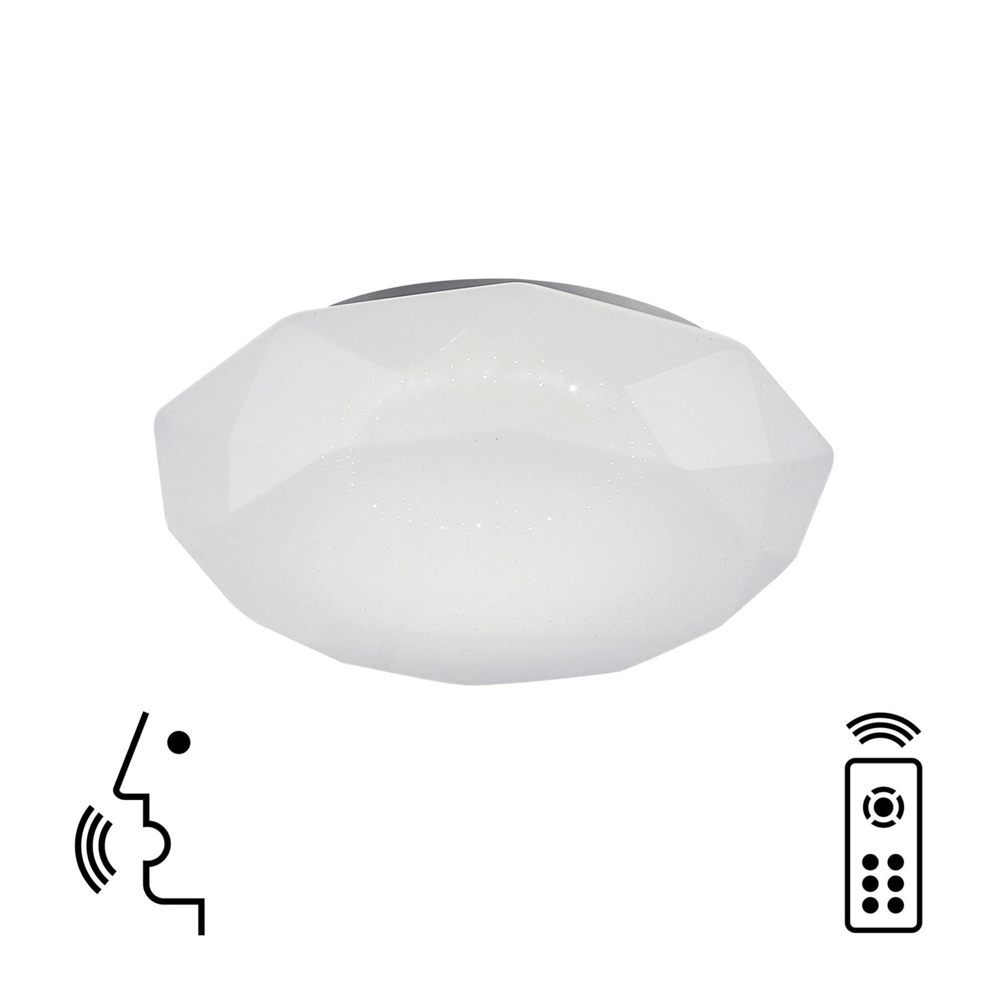 Mantra Fusion Diamante Smart 41cm Ceiling Light, 56W LED, 3000-5000K Tuneable White, 4000lm, Remote Control, APP, Alexa & Google Voice Control, White, 3yrs Warranty