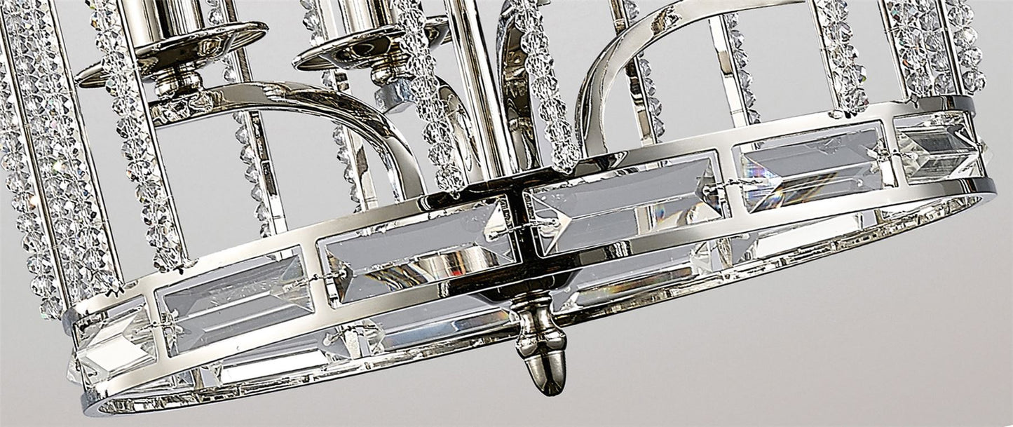 Diyas Adina  4 Light E14 Polished Nickel/Crystal Ceiling Pendant Light Fitting