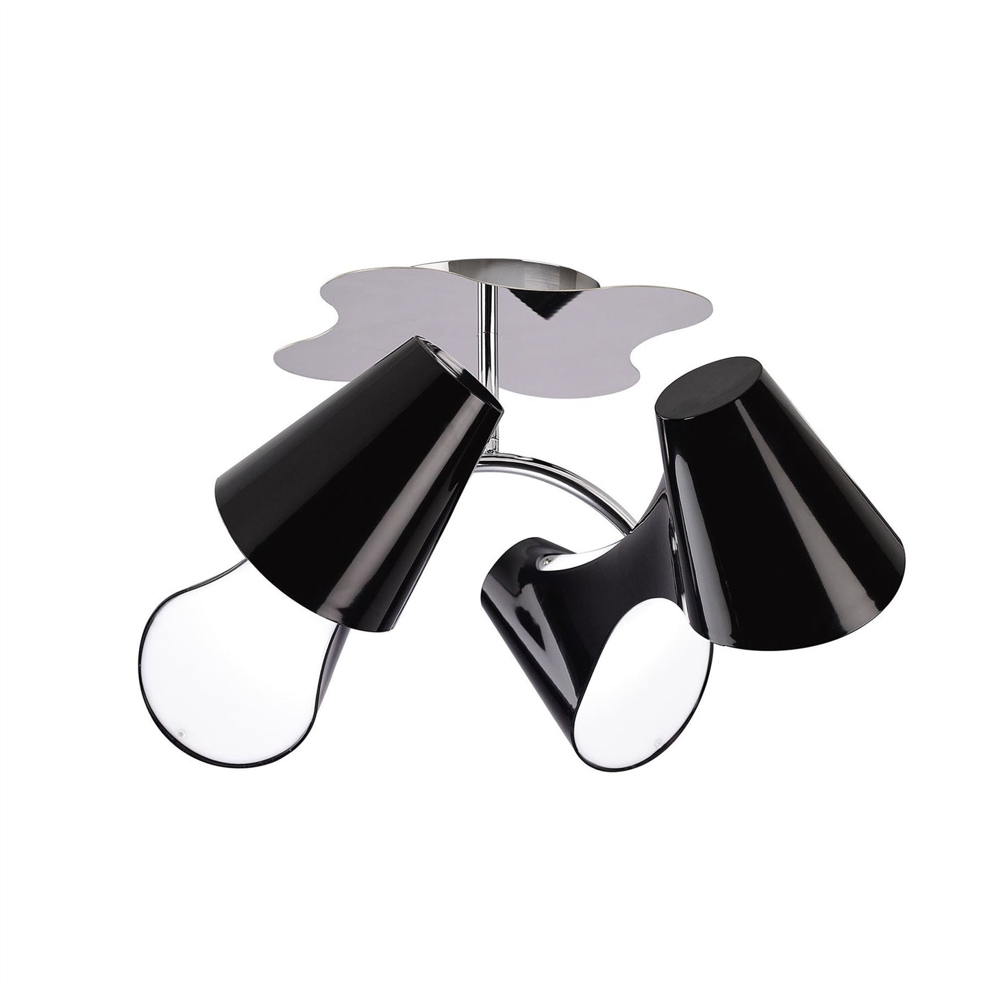 Mantra M1555 Ora Ceiling 2 Arm 4 Light E27, Gloss Black/White Acrylic/Polished Chrome