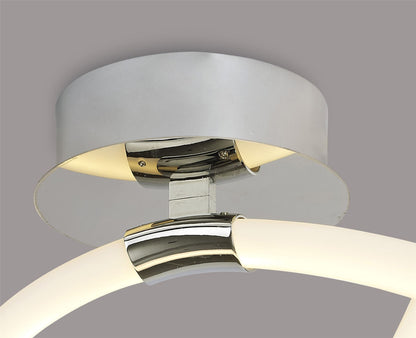 Mantra Armonia Semi Flush Small Loop, 18W LED, 3000K, 1350lm, Polished Chrome/Frosted Acrylic, 3yrs Warranty Ceiling