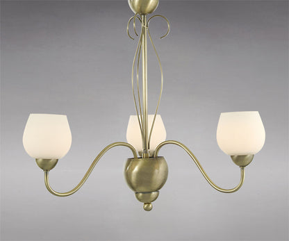 Diyas Klara 46cm  3 Light G9 Antique Brass/Opal Glass Ceiling Pendant Light Fitting