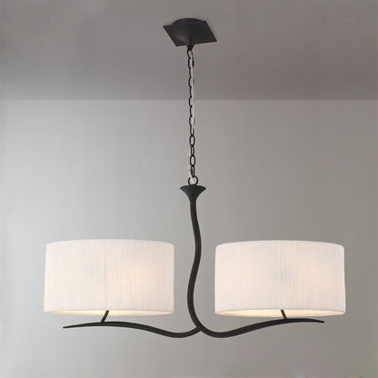 Mantra M1150 Eve Linear Pendant 2 Arm 4 Light E27, Anthracite with White Oval Shades