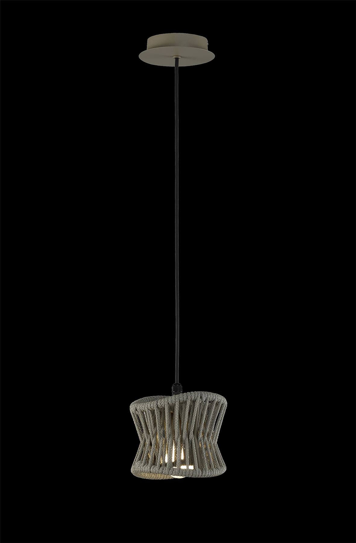 Mantra Fusion Polinesia 19cm Pendant, 1 x E27, IP44, Beige Oscu, 2yrs Warranty