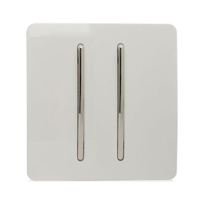 Trendi 2 Gang 3 Way Intermediate Artistic Modern Glossy 10 Amp Rocker Light Switch Ice White