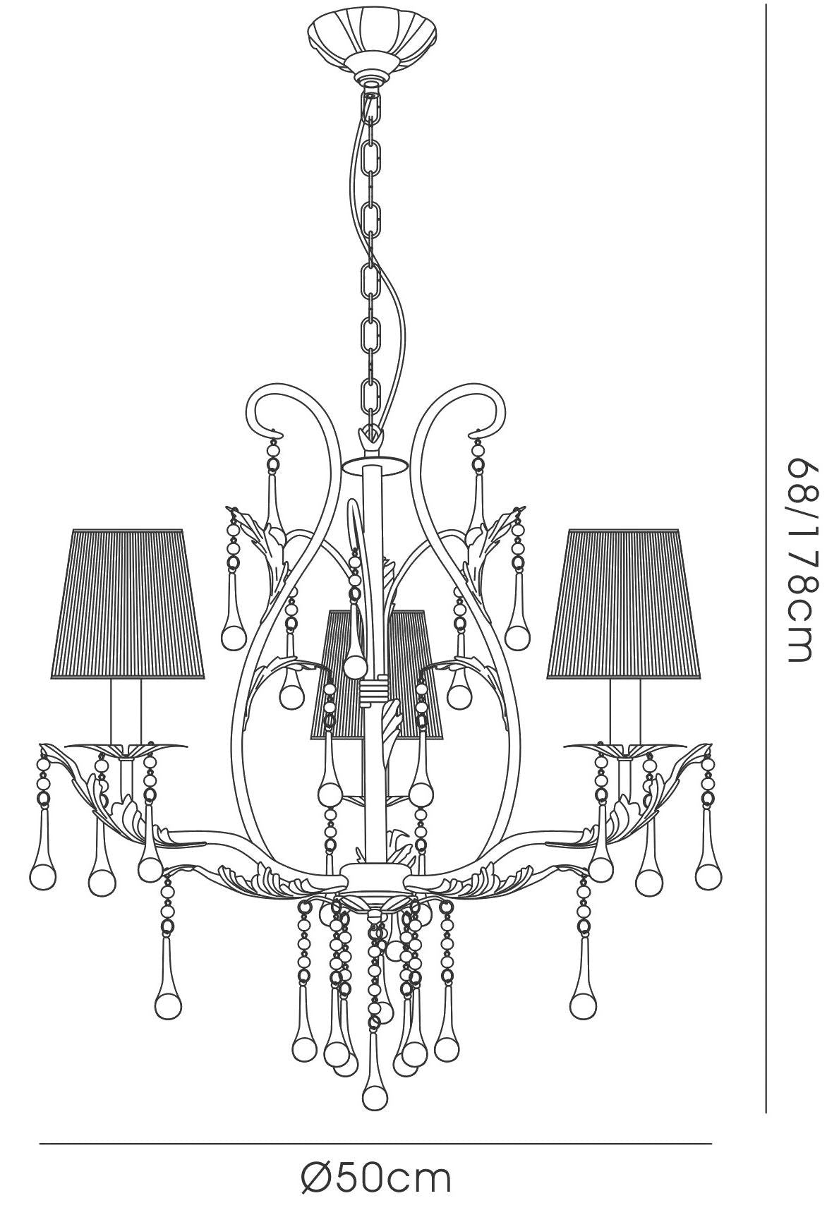 Diyas Flur 50cm  Round 3 Light E14 White French Gold Ceiling Pendant Light Fitting