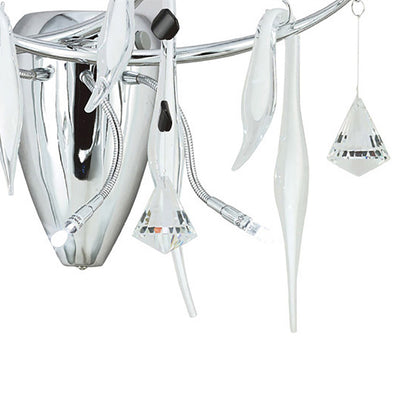 Diyas Cygnet Wall Light 3 Light G4 Polished Chrome/White Glass/Crystal, NOT LED/CFL Compatible