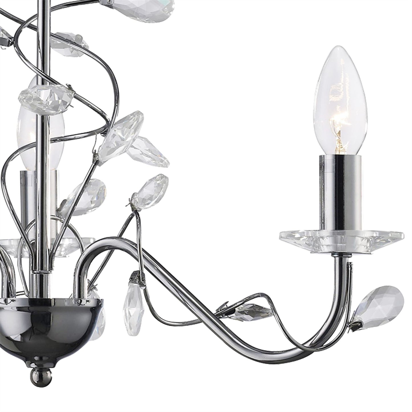 Diyas Willow 50cm  WITHOUT SHADE 3 Light E14 Polished Chrome/Crystal Ceiling Pendant Light Fitting
