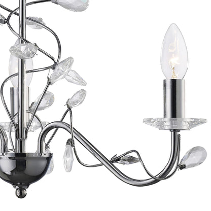 Diyas Willow 50cm  WITHOUT SHADE 3 Light E14 Polished Chrome/Crystal Ceiling Pendant Light Fitting