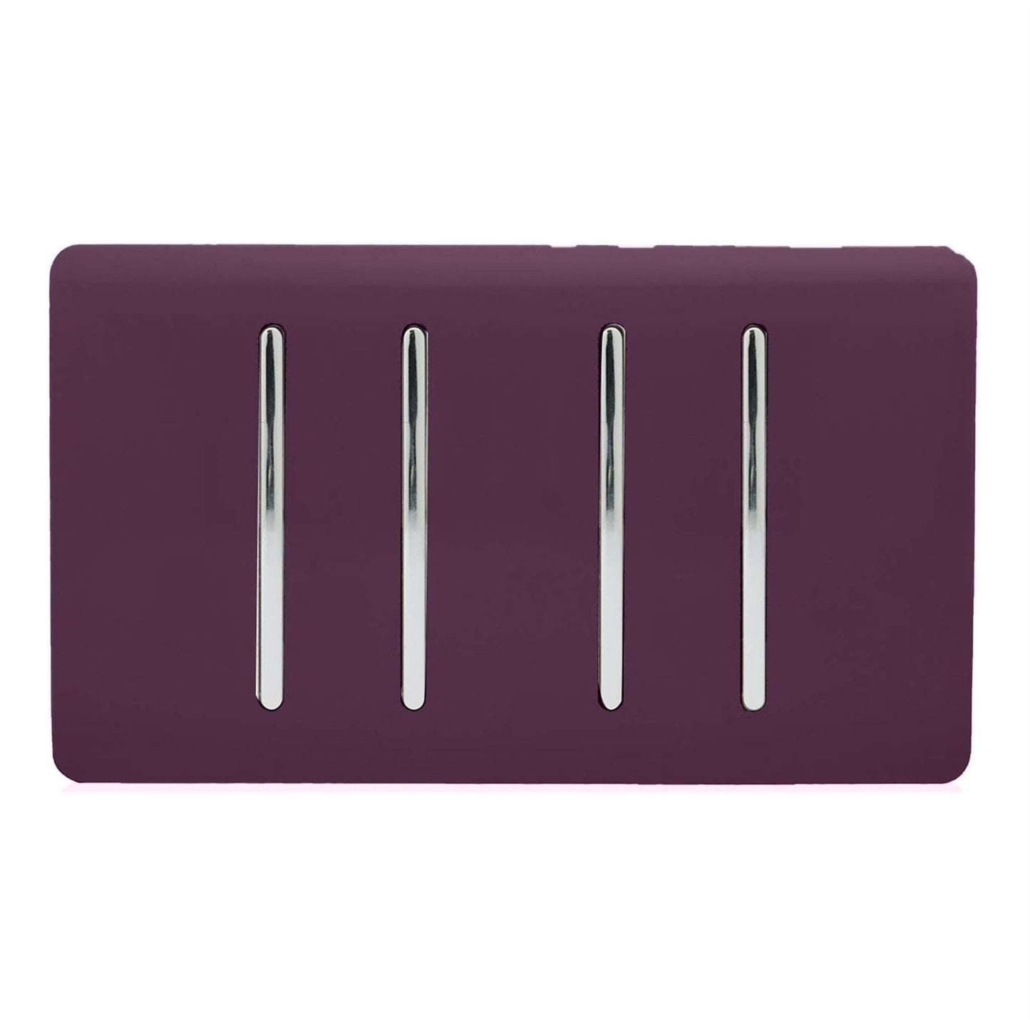 Trendi 4 Gang (2 Way & 3xIntermediate) Glossy 10 Amp Rocker Light Switch Plum