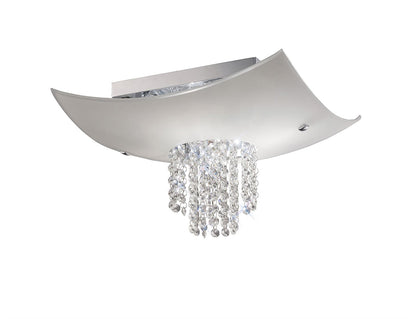 Diyas Nyla Square Flush  5 Light E14 Polished Chrome/Glass/Crystal Ceiling Light Fitting