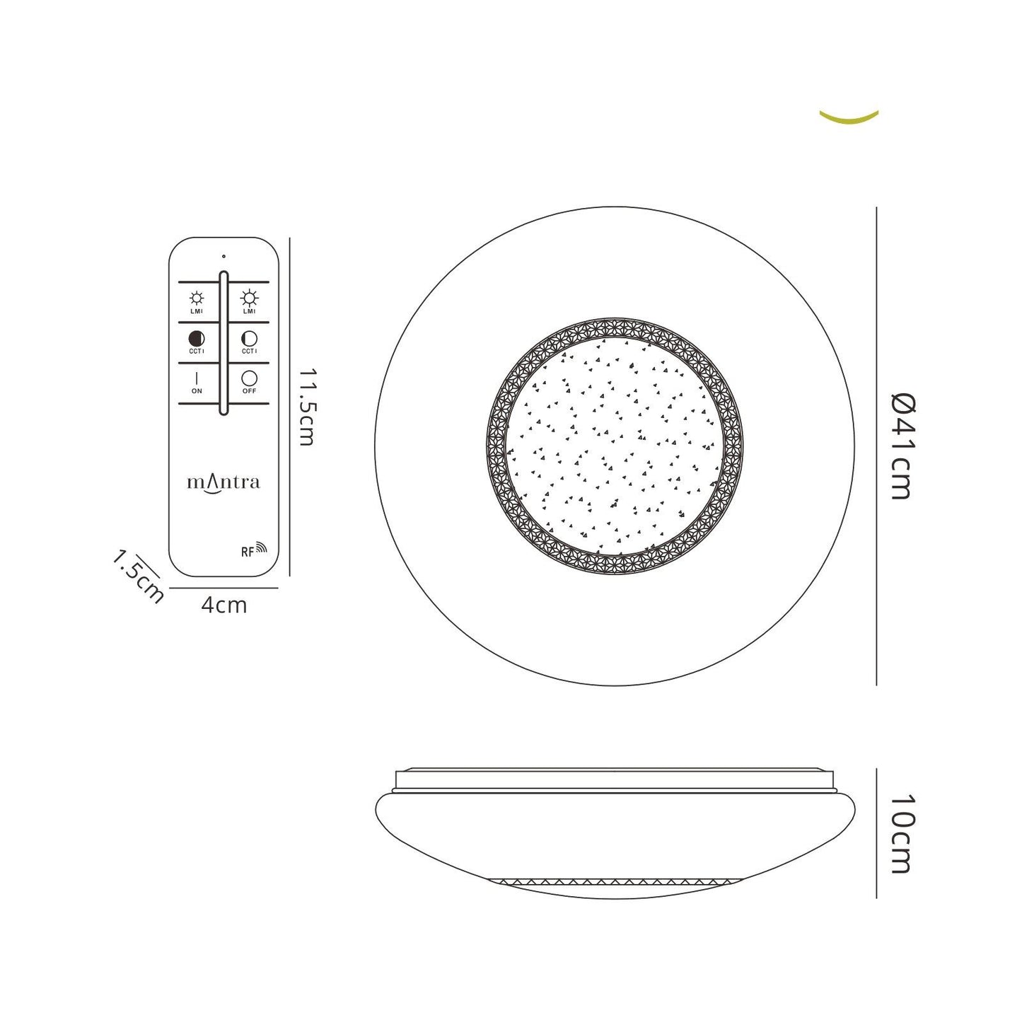 Mantra Fusion Fusion M6235 Opera Flush Ceiling Light 41cm Round, 24W LED, 3000-6500K Tuneable White, 1680lm, White, Remote Control, 3yrs Warranty