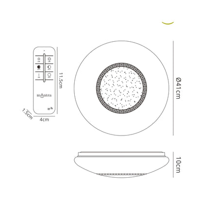Mantra Fusion Fusion M6235 Opera Flush Ceiling Light 41cm Round, 24W LED, 3000-6500K Tuneable White, 1680lm, White, Remote Control, 3yrs Warranty