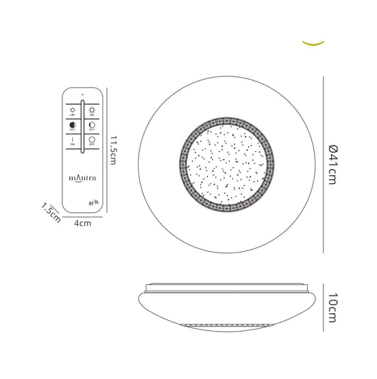 Mantra Fusion Fusion M6235 Opera Flush Ceiling Light 41cm Round, 24W LED, 3000-6500K Tuneable White, 1680lm, White, Remote Control, 3yrs Warranty