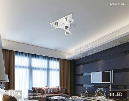Mantra Fusion Filippo Spot Light 3 Light LED Triangular 5W 3000K, 1300lm, Matt White/Polished Chrome, 3yrs Warranty