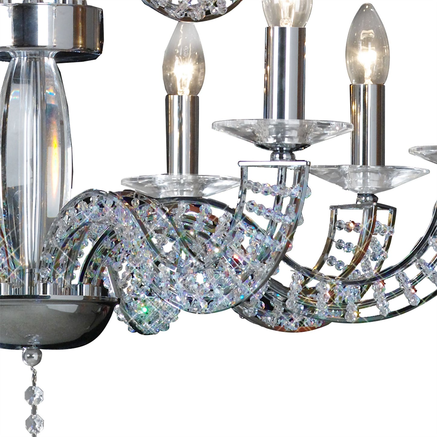 Diyas Santo 78cm  2 Tier 12 Light E14 Polished Chrome/Crystal Ceiling Pendant Light Fitting