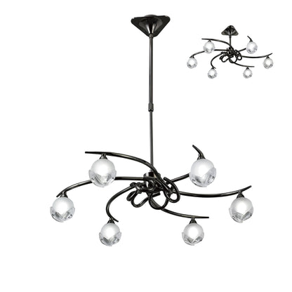 Mantra Fragma 69cm Telescopic Convertible To Semi Flush 6 Light G9, Black Chrome