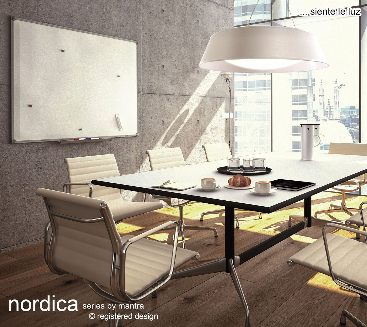 Mantra Nordica Plafones M4963 Nordica Ceiling 60W LED 90cm Off White 3000K, 4200lm, White Acrylic with Ivory White Shade, 3yrs Warranty