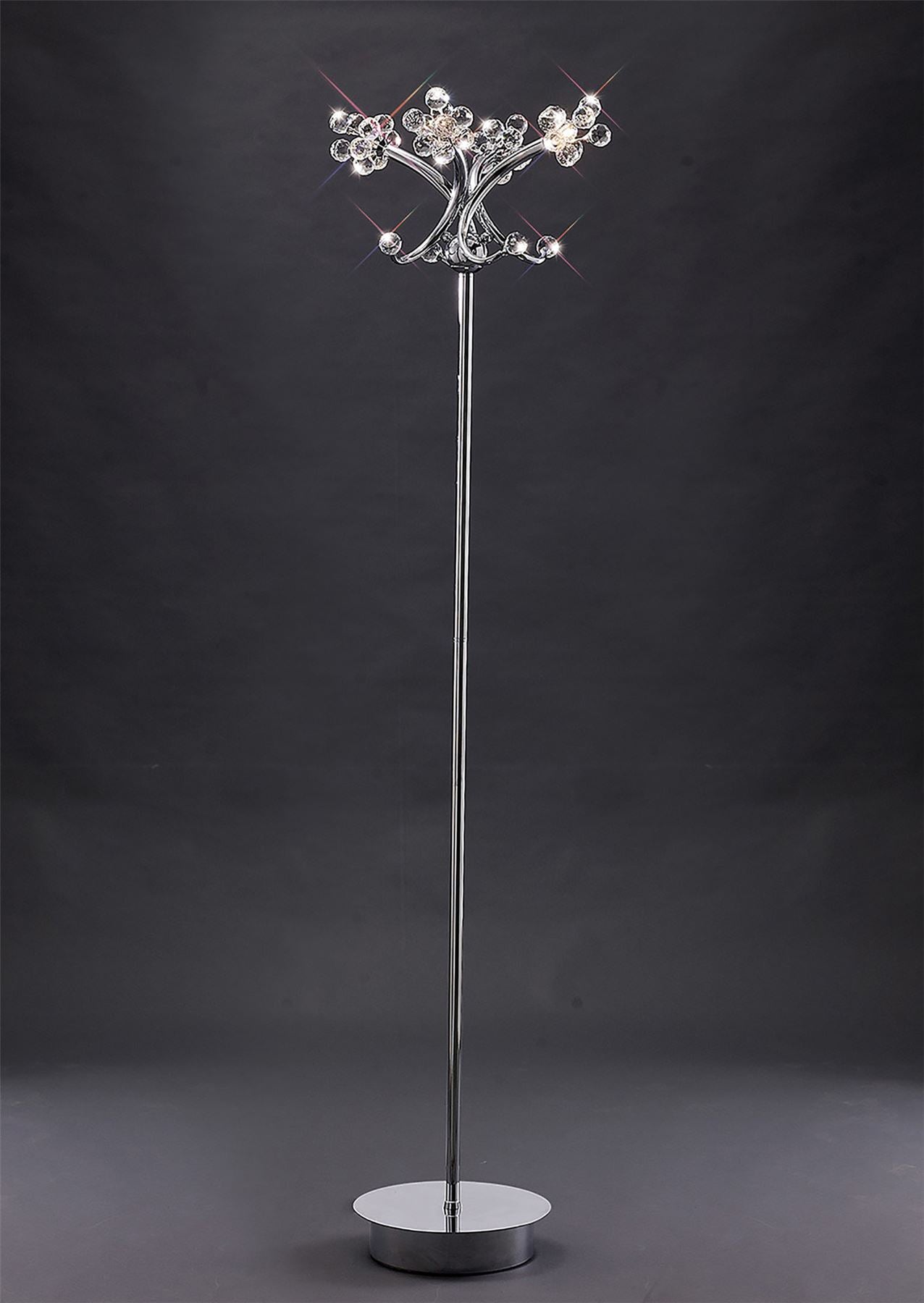 Diyas Octavia Floor Lamp 4 Light G4 Polished Chrome/Crystal, NOT LED/CFL Compatible