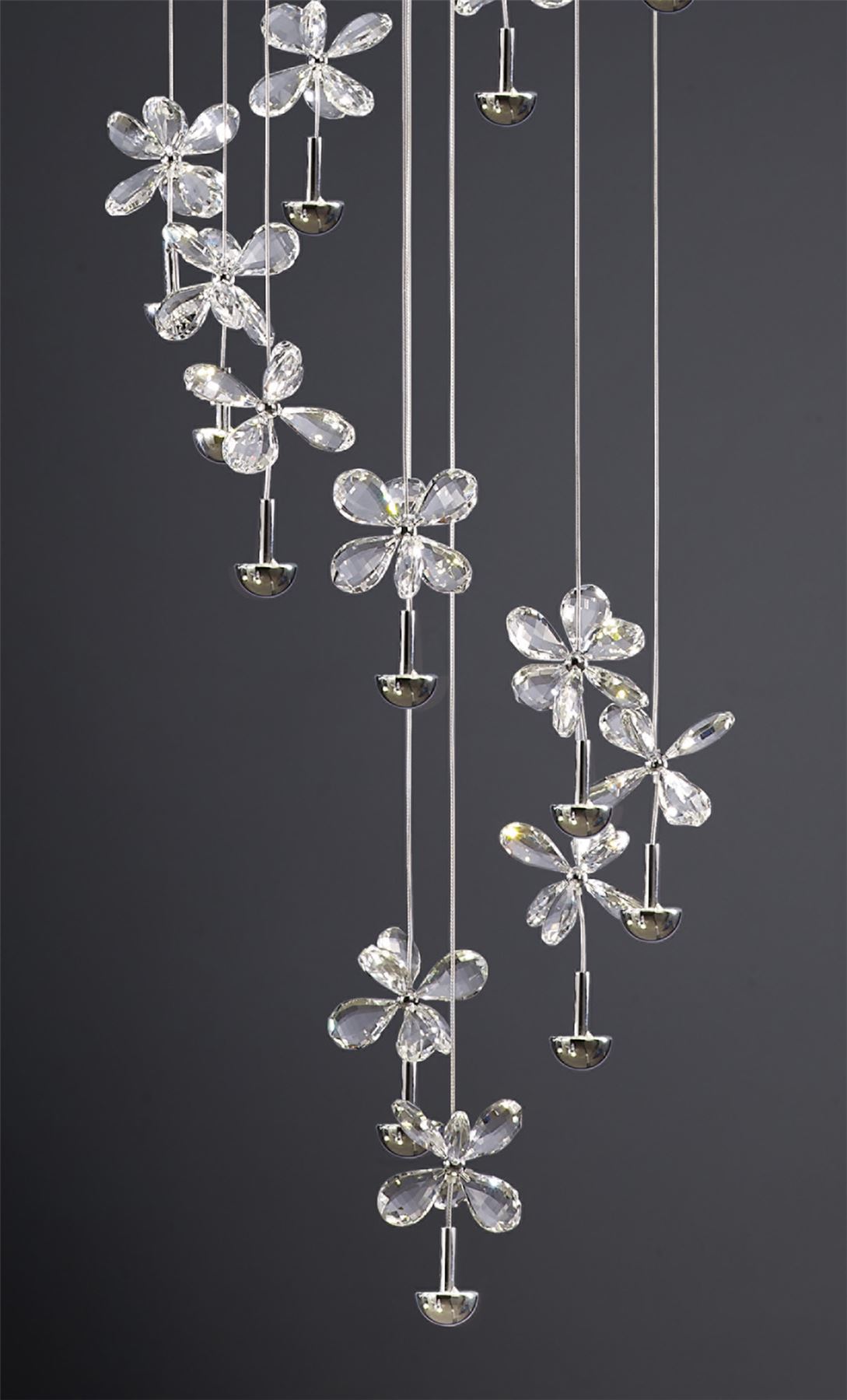 Diyas Aviva 60cm  20 Light 4000K LED Polished Chrome/Crystal Ceiling Pendant Light Fitting