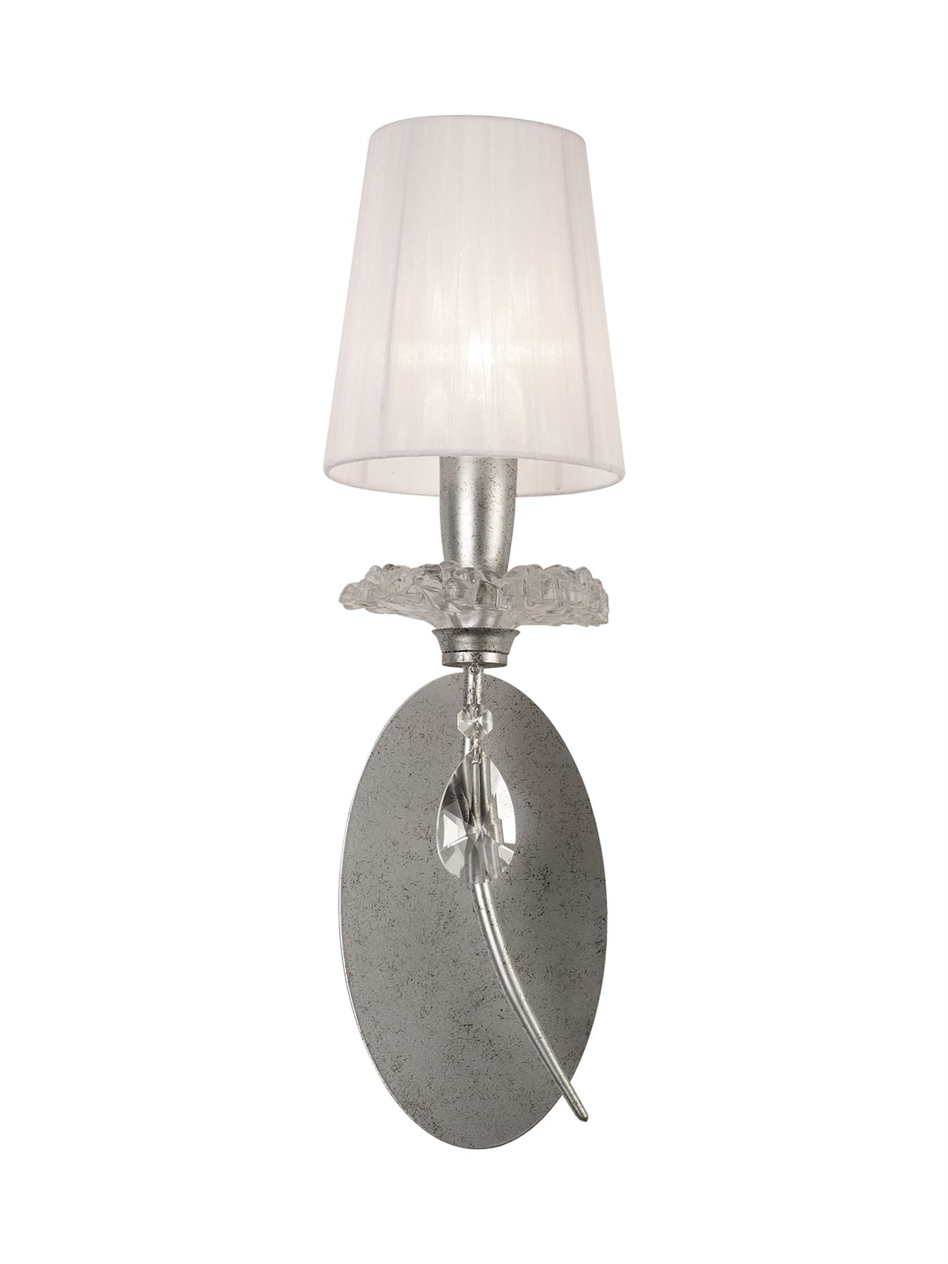 Mantra M6305 Sophie Wall Light, 1 x E14 (Max 20W), Silver Painting, White Shade
