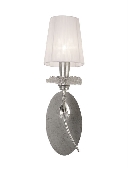 Mantra M6305 Sophie Wall Light, 1 x E14 (Max 20W), Silver Painting, White Shade