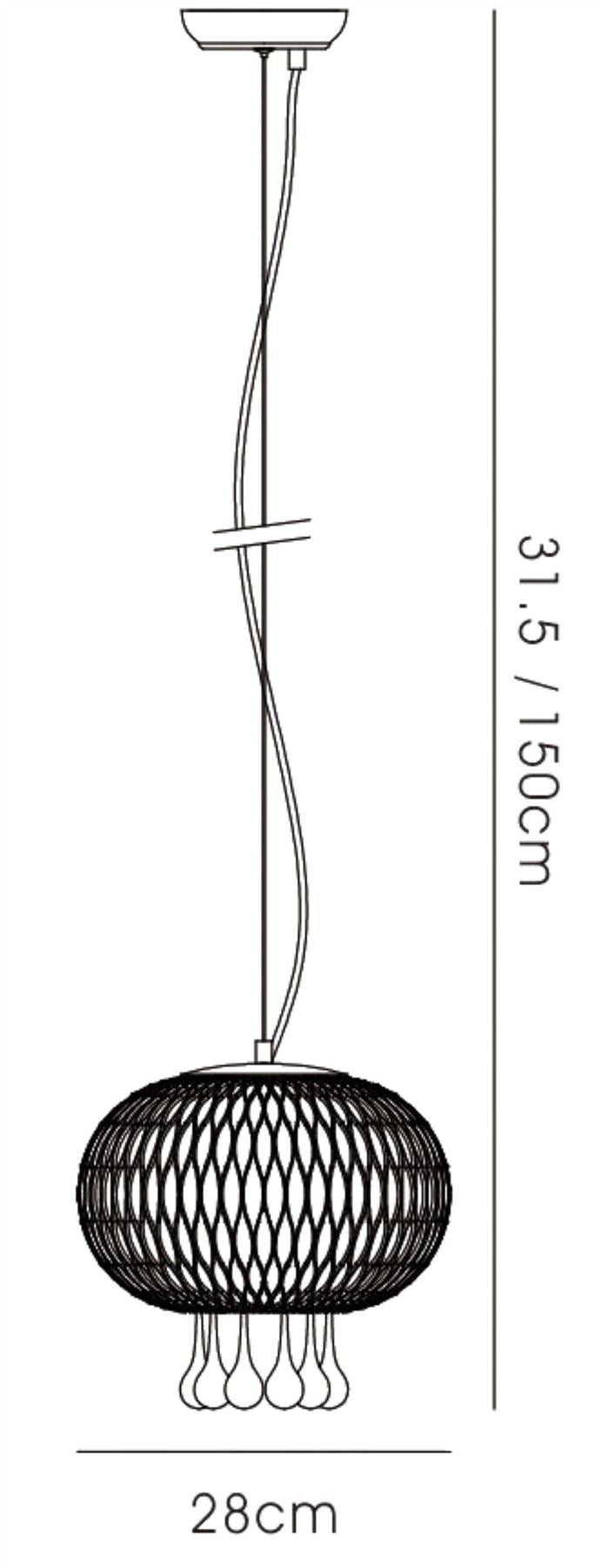 Diyas Chelsie 28cm Medium  1 Light E14 Polished Chrome/Clear Beaded Glass Ceiling Pendant Light Fitting