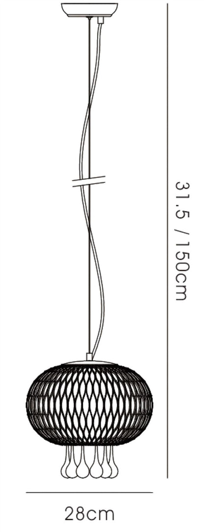 Diyas Chelsie 28cm Medium  1 Light E14 Polished Chrome/Clear Beaded Glass Ceiling Pendant Light Fitting
