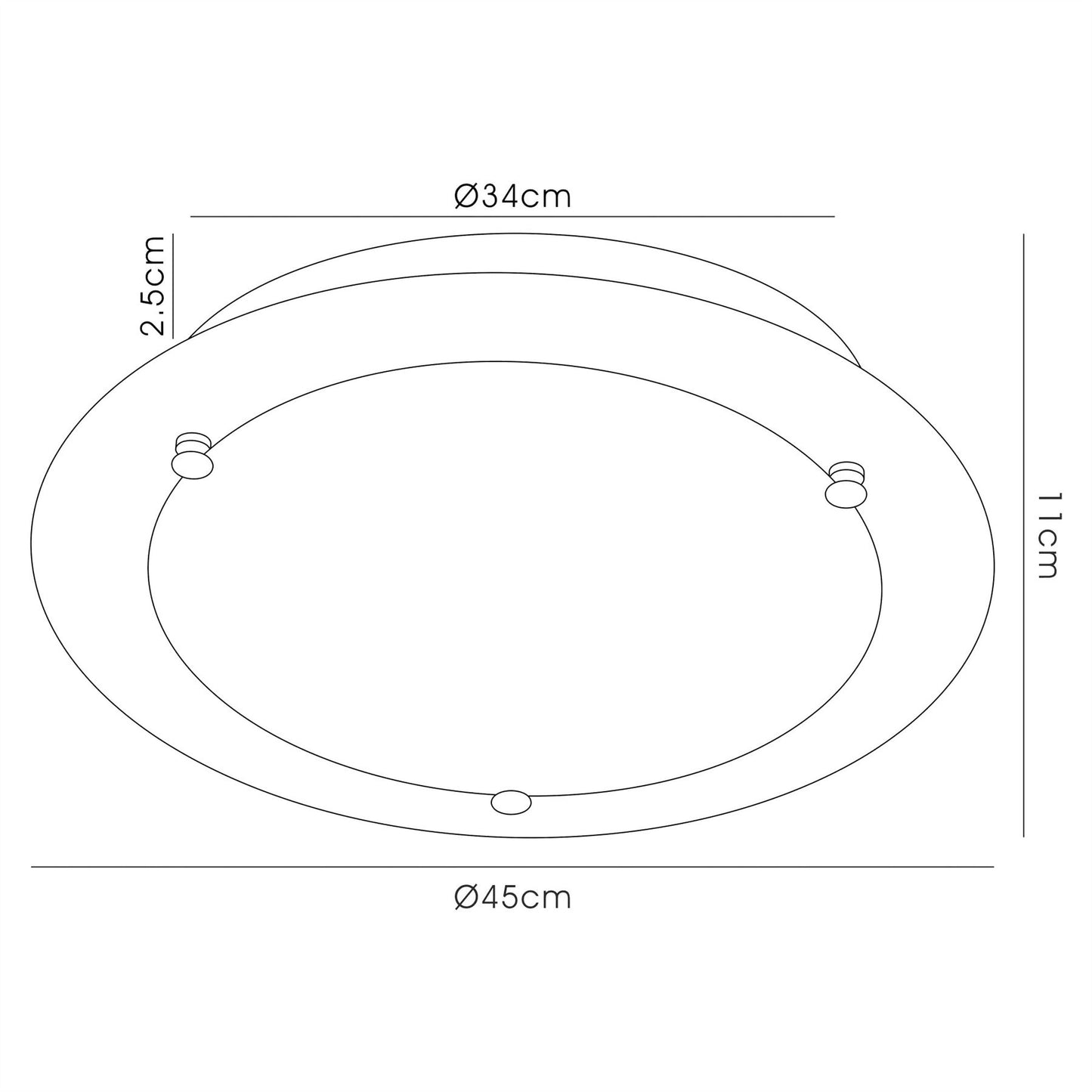 Deco Brooklyn Ceiling Light, 450mm Round, 3 Light E27 Polished Chrome