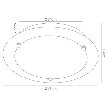 Deco Brooklyn Ceiling Light, 450mm Round, 3 Light E27 Polished Chrome
