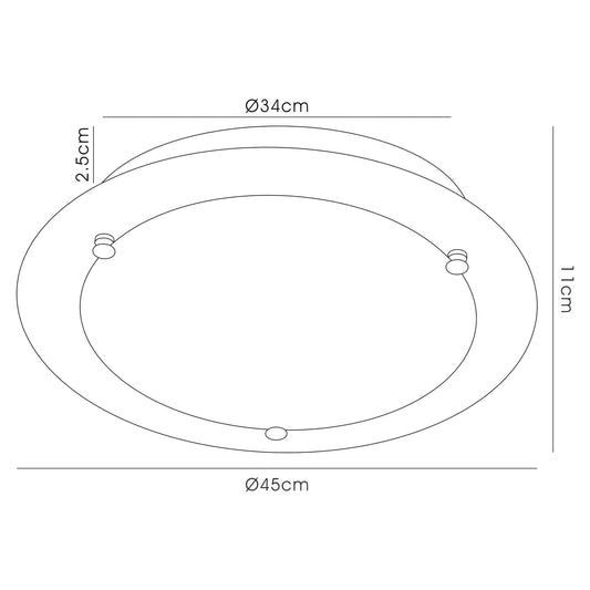 Deco Brooklyn Ceiling Light, 450mm Round, 3 Light E27 Polished Chrome
