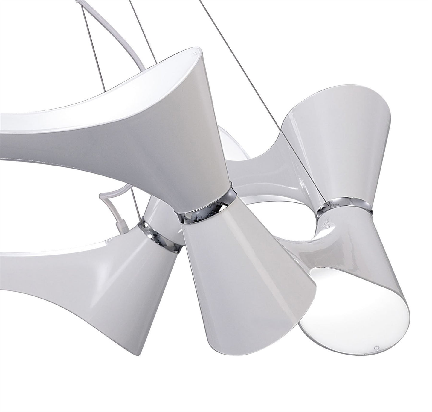 Mantra M1543 Ora Pendant 12 Twisted Round Light E27, Gloss White/White Acrylic/Polished Chrome
